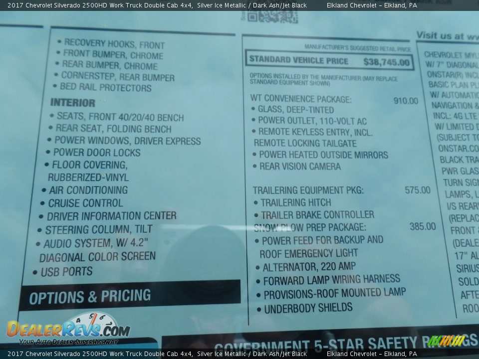 2017 Chevrolet Silverado 2500HD Work Truck Double Cab 4x4 Silver Ice Metallic / Dark Ash/Jet Black Photo #35