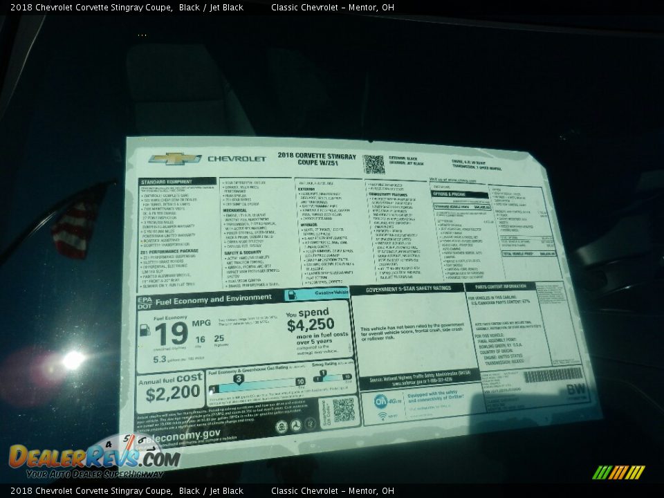 2018 Chevrolet Corvette Stingray Coupe Black / Jet Black Photo #4