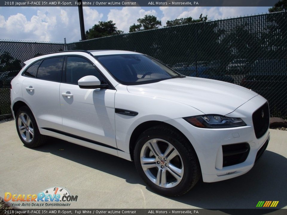 2018 Jaguar F-PACE 35t AWD R-Sport Fuji White / Oyster w/Lime Contrast Photo #1