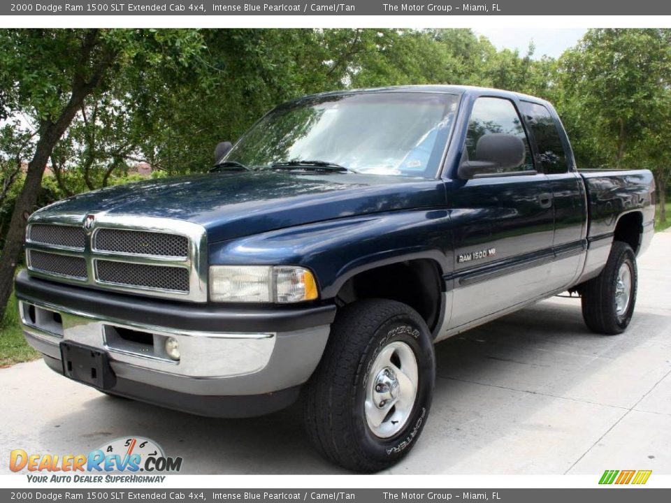 2000 Dodge Ram 1500 SLT Extended Cab 4x4 Intense Blue Pearlcoat / Camel/Tan Photo #1