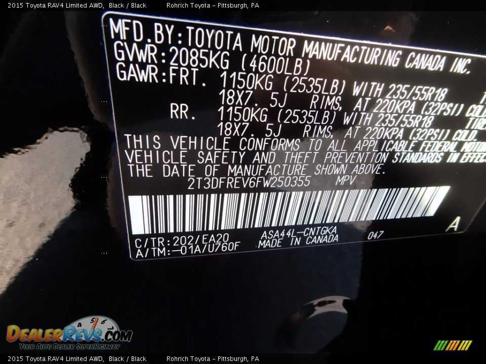 2015 Toyota RAV4 Limited AWD Black / Black Photo #27