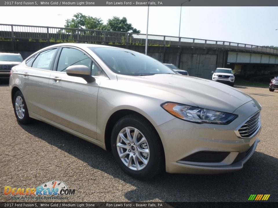 2017 Ford Fusion S White Gold / Medium Light Stone Photo #8