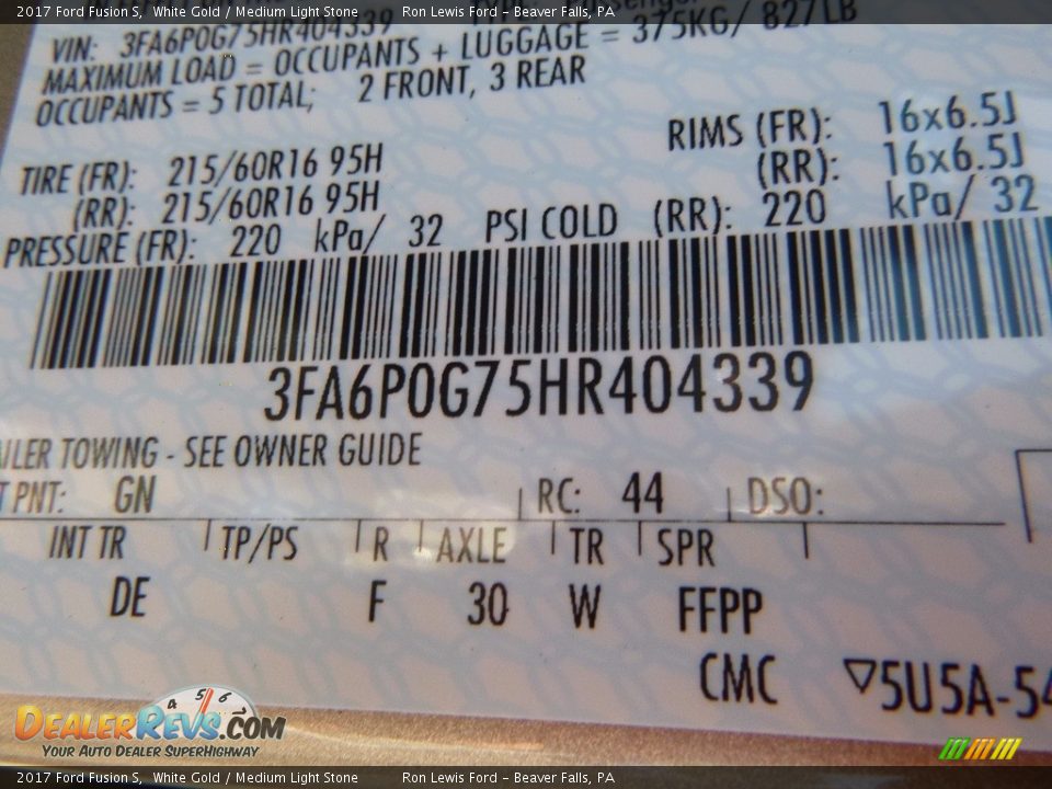 2017 Ford Fusion S White Gold / Medium Light Stone Photo #14