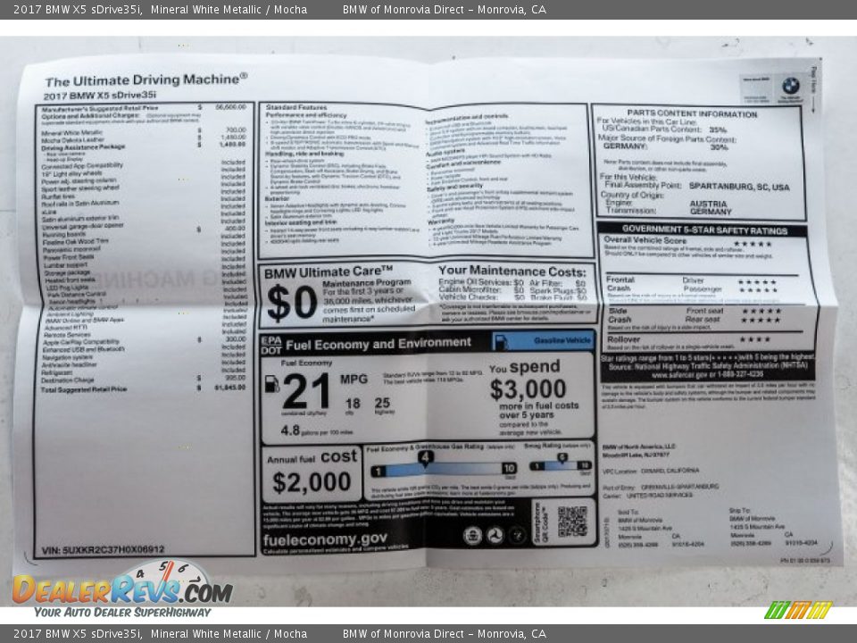 2017 BMW X5 sDrive35i Mineral White Metallic / Mocha Photo #10