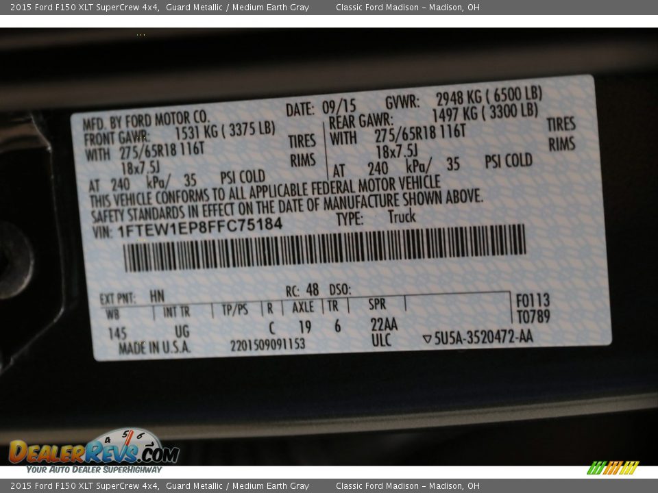 2015 Ford F150 XLT SuperCrew 4x4 Guard Metallic / Medium Earth Gray Photo #20