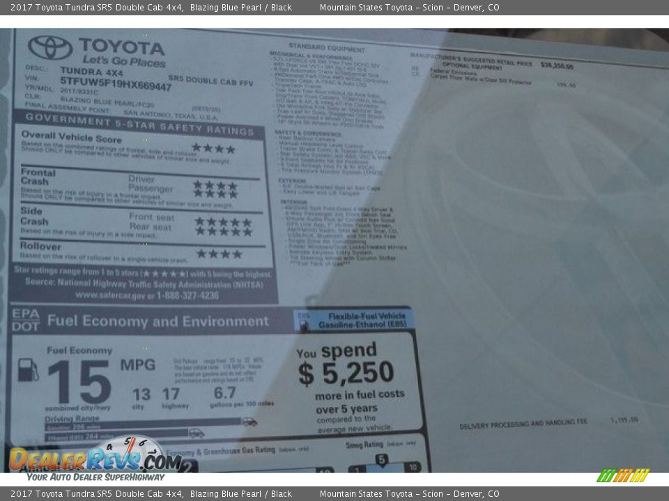 2017 Toyota Tundra SR5 Double Cab 4x4 Blazing Blue Pearl / Black Photo #10