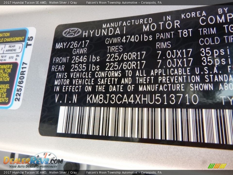 2017 Hyundai Tucson SE AWD Molten Silver / Gray Photo #12