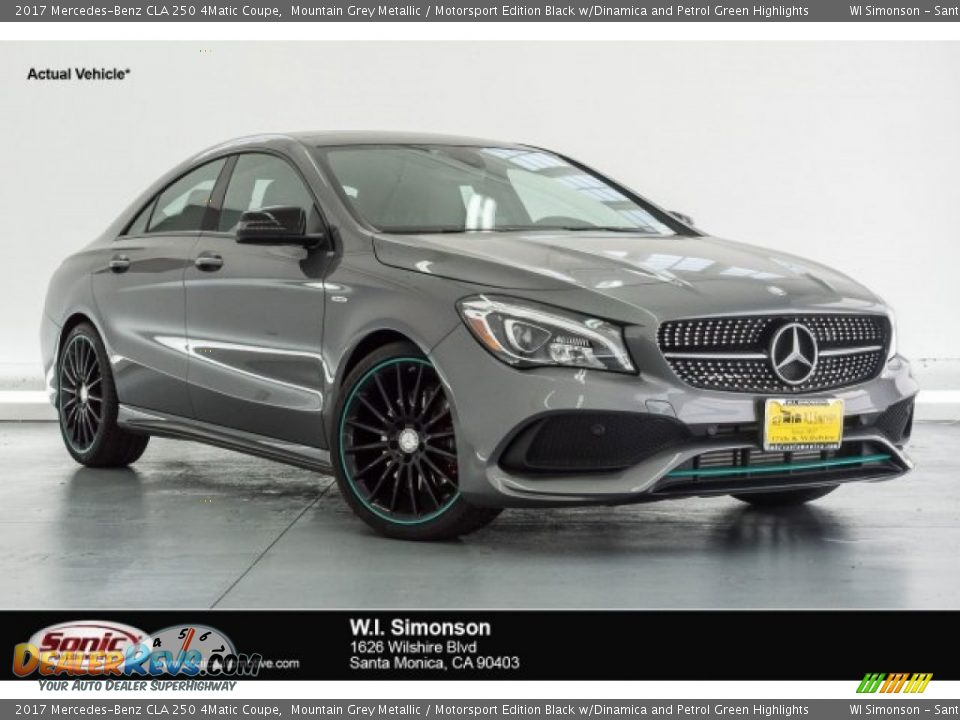 2017 Mercedes-Benz CLA 250 4Matic Coupe Mountain Grey Metallic / Motorsport Edition Black w/Dinamica and Petrol Green Highlights Photo #1