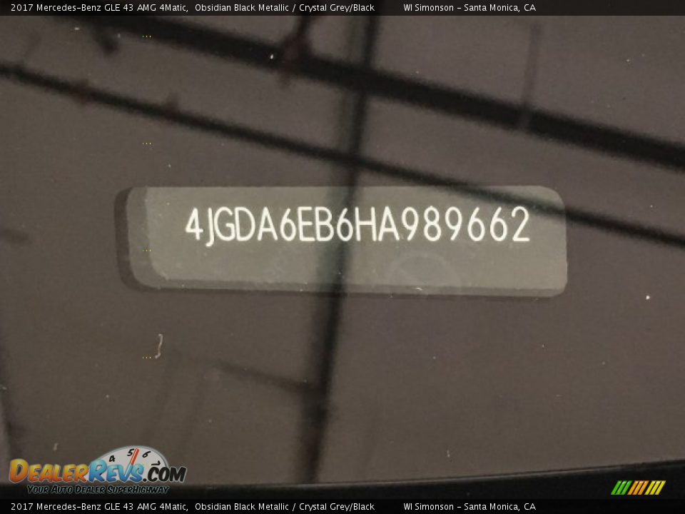2017 Mercedes-Benz GLE 43 AMG 4Matic Obsidian Black Metallic / Crystal Grey/Black Photo #10