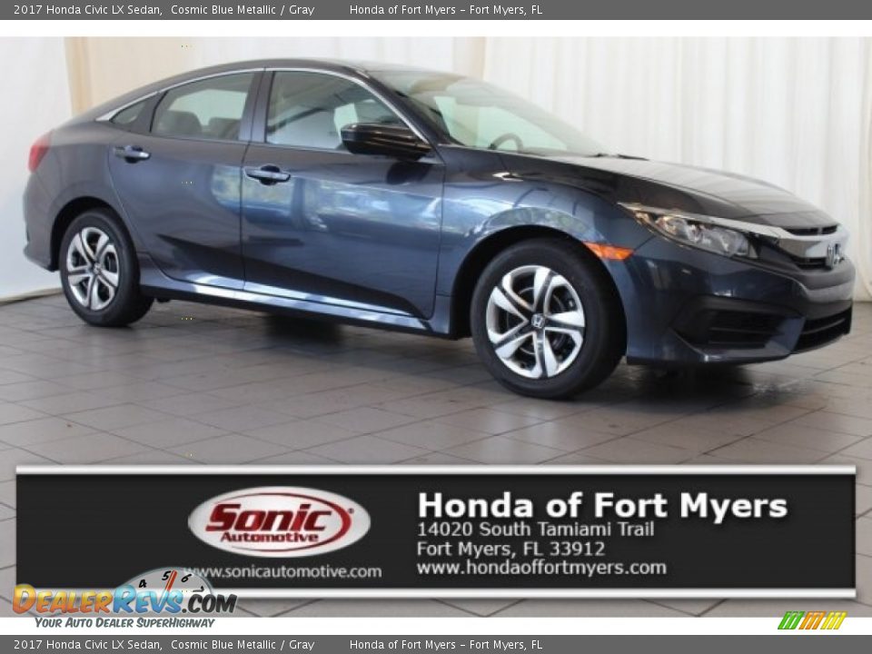 2017 Honda Civic LX Sedan Cosmic Blue Metallic / Gray Photo #1