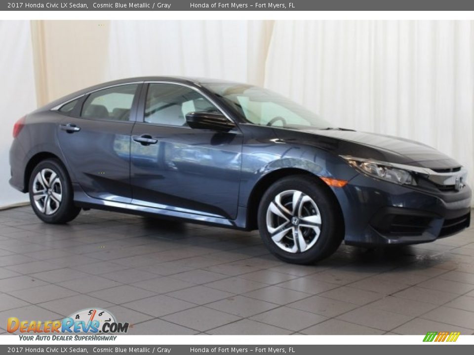 2017 Honda Civic LX Sedan Cosmic Blue Metallic / Gray Photo #2