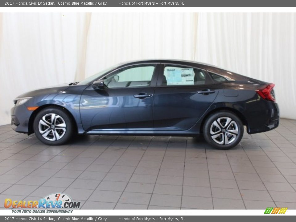 2017 Honda Civic LX Sedan Cosmic Blue Metallic / Gray Photo #4