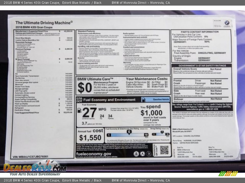 2018 BMW 4 Series 430i Gran Coupe Estoril Blue Metallic / Black Photo #10