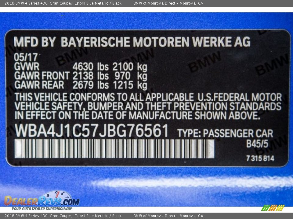 2018 BMW 4 Series 430i Gran Coupe Estoril Blue Metallic / Black Photo #11