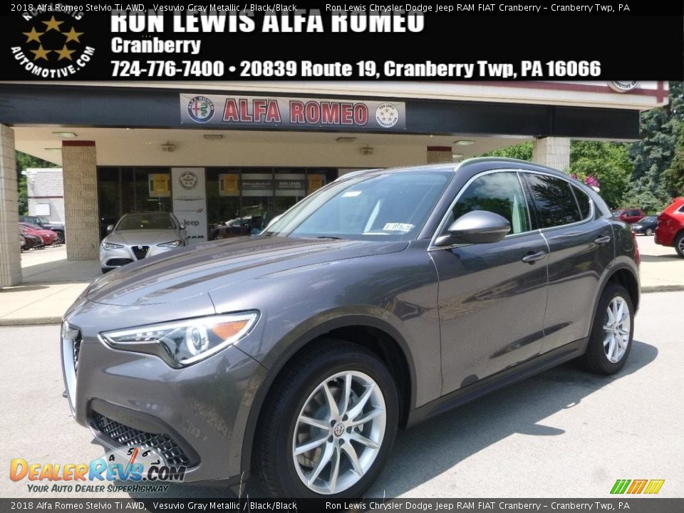 2018 Alfa Romeo Stelvio Ti AWD Vesuvio Gray Metallic / Black/Black Photo #1