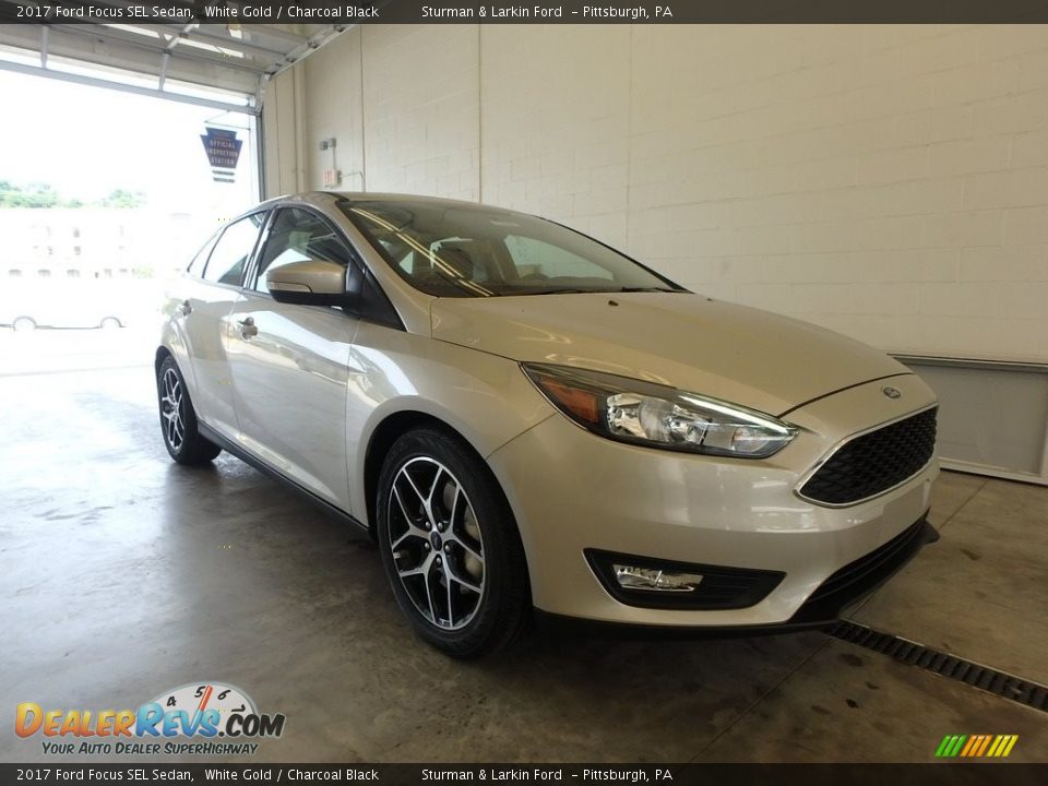 2017 Ford Focus SEL Sedan White Gold / Charcoal Black Photo #1