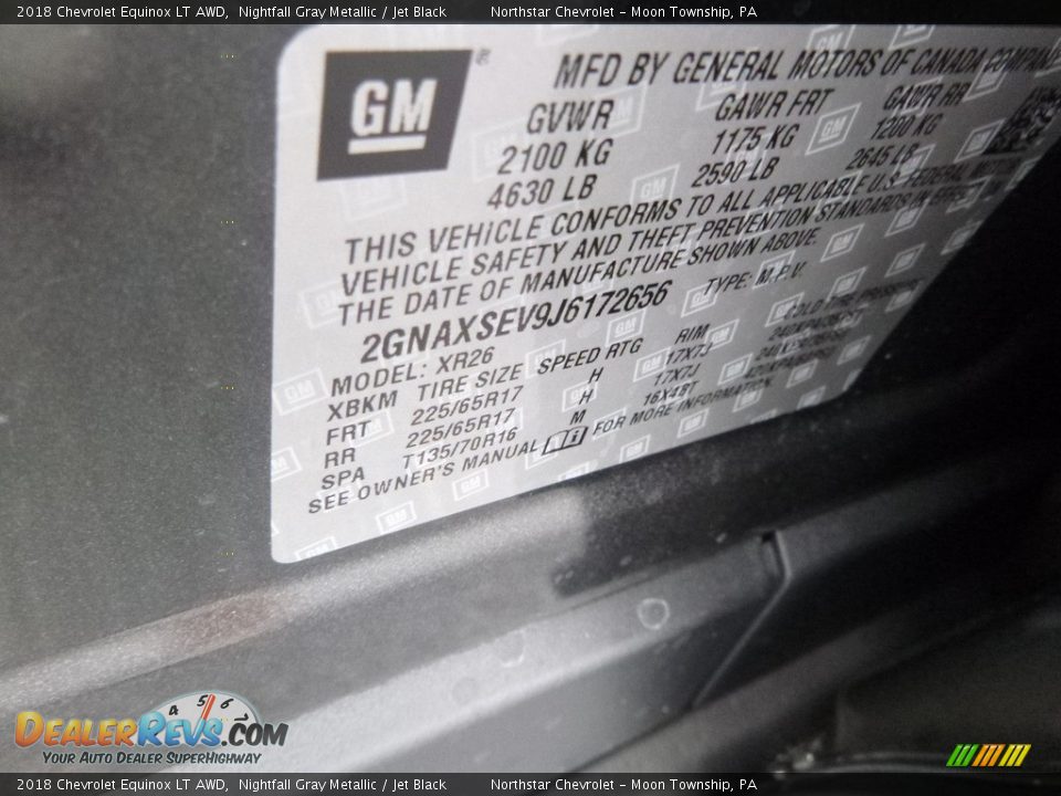 2018 Chevrolet Equinox LT AWD Nightfall Gray Metallic / Jet Black Photo #17