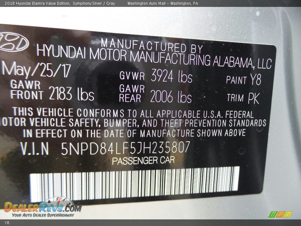 Hyundai Color Code Y8 Symphony Silver