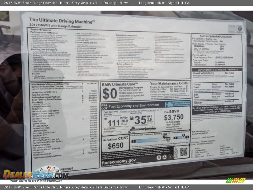 2017 BMW i3 with Range Extender Mineral Grey Metallic / Tera Dalbergia Brown Photo #10