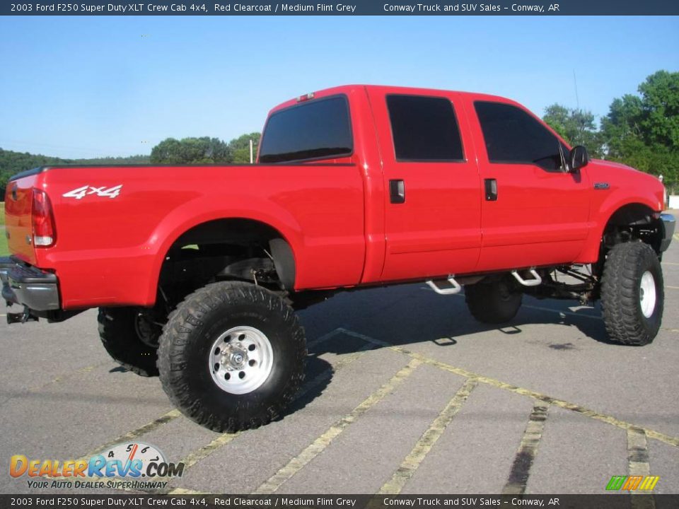 2003 Ford F250 Super Duty XLT Crew Cab 4x4 Red Clearcoat / Medium Flint Grey Photo #3