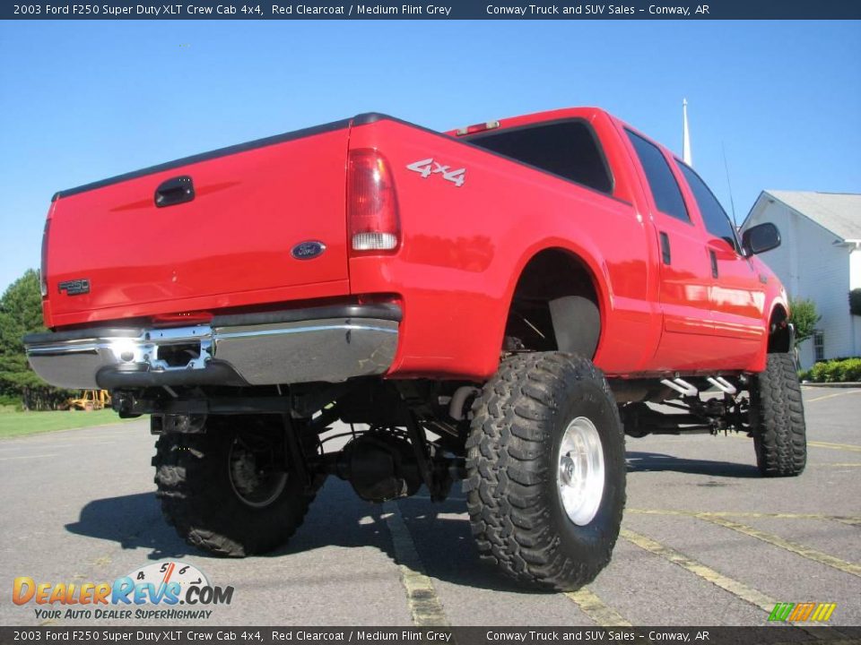 2003 Ford F250 Super Duty XLT Crew Cab 4x4 Red Clearcoat / Medium Flint Grey Photo #6