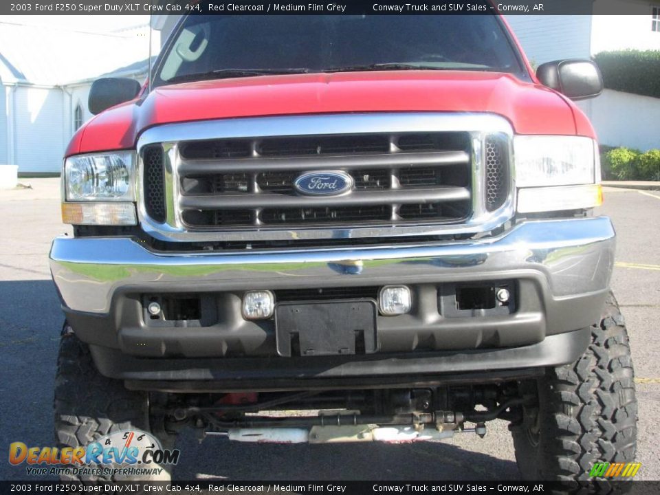 2003 Ford F250 Super Duty XLT Crew Cab 4x4 Red Clearcoat / Medium Flint Grey Photo #8
