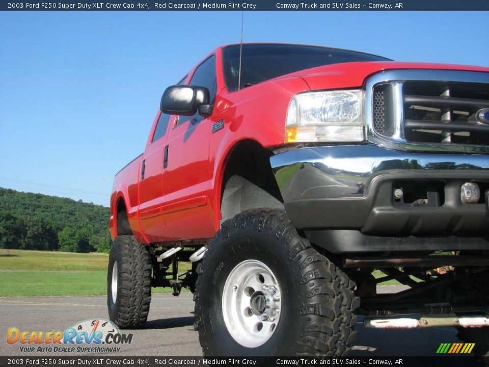 2003 Ford F250 Super Duty XLT Crew Cab 4x4 Red Clearcoat / Medium Flint Grey Photo #10