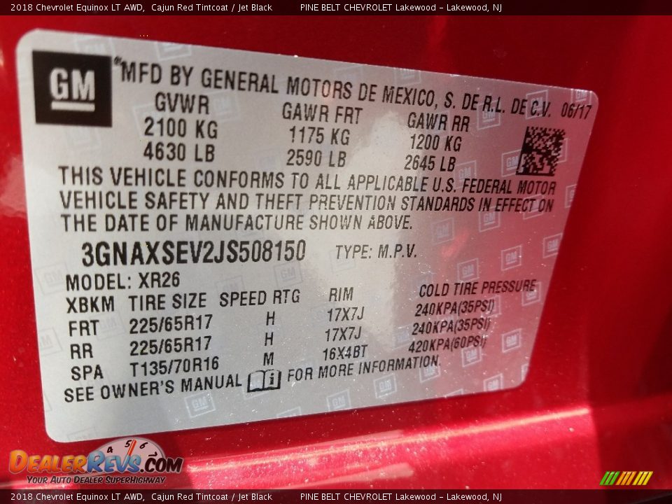 2018 Chevrolet Equinox LT AWD Cajun Red Tintcoat / Jet Black Photo #8