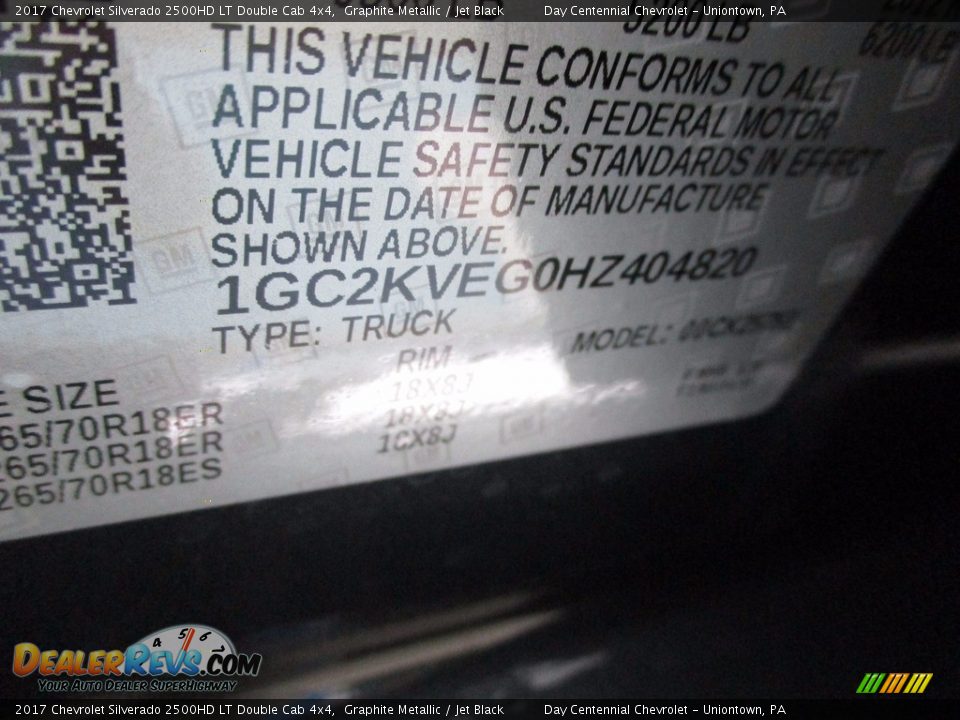 2017 Chevrolet Silverado 2500HD LT Double Cab 4x4 Graphite Metallic / Jet Black Photo #14