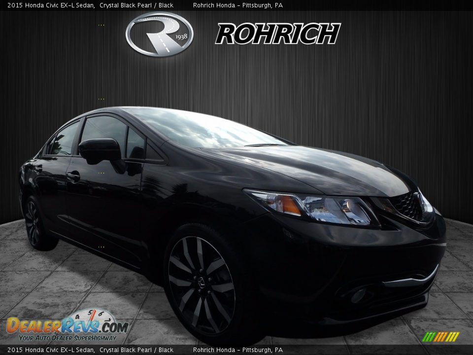 2015 Honda Civic EX-L Sedan Crystal Black Pearl / Black Photo #1