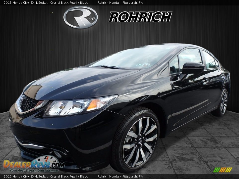 2015 Honda Civic EX-L Sedan Crystal Black Pearl / Black Photo #3