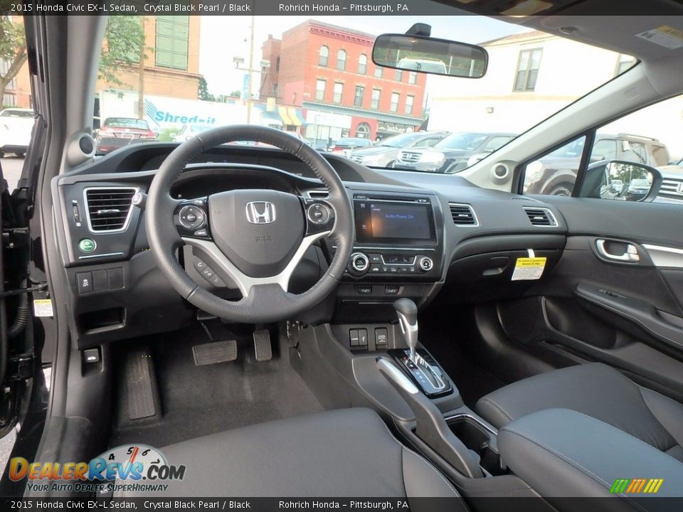 2015 Honda Civic EX-L Sedan Crystal Black Pearl / Black Photo #8