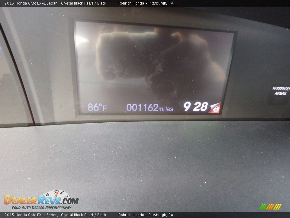 2015 Honda Civic EX-L Sedan Crystal Black Pearl / Black Photo #10