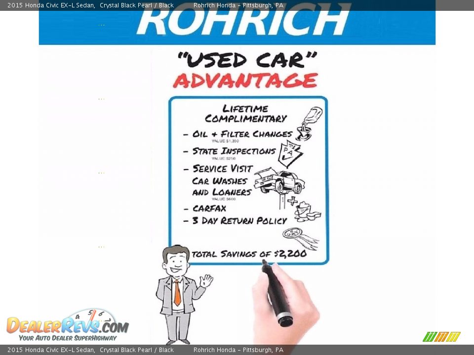 2015 Honda Civic EX-L Sedan Crystal Black Pearl / Black Photo #12