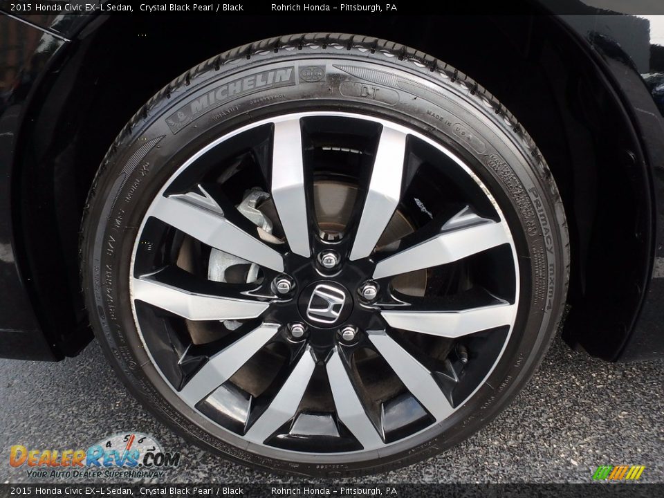2015 Honda Civic EX-L Sedan Crystal Black Pearl / Black Photo #16