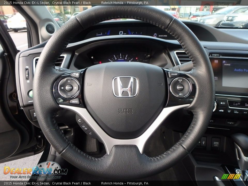 2015 Honda Civic EX-L Sedan Crystal Black Pearl / Black Photo #23
