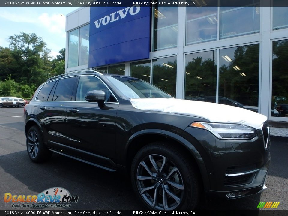 2018 Volvo XC90 T6 AWD Momentum Pine Grey Metallic / Blonde Photo #1