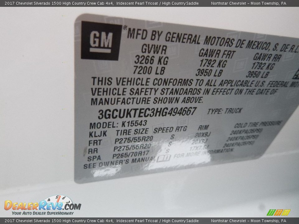 2017 Chevrolet Silverado 1500 High Country Crew Cab 4x4 Iridescent Pearl Tricoat / High Country Saddle Photo #16