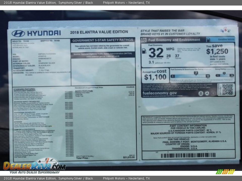 2018 Hyundai Elantra Value Edition Symphony Silver / Black Photo #5