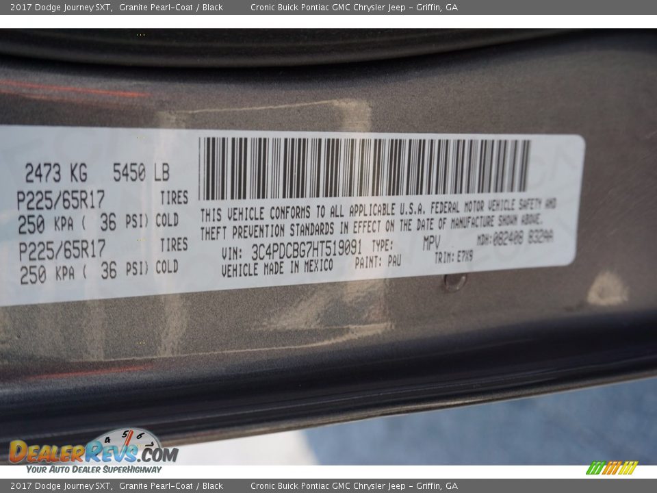 2017 Dodge Journey SXT Granite Pearl-Coat / Black Photo #27