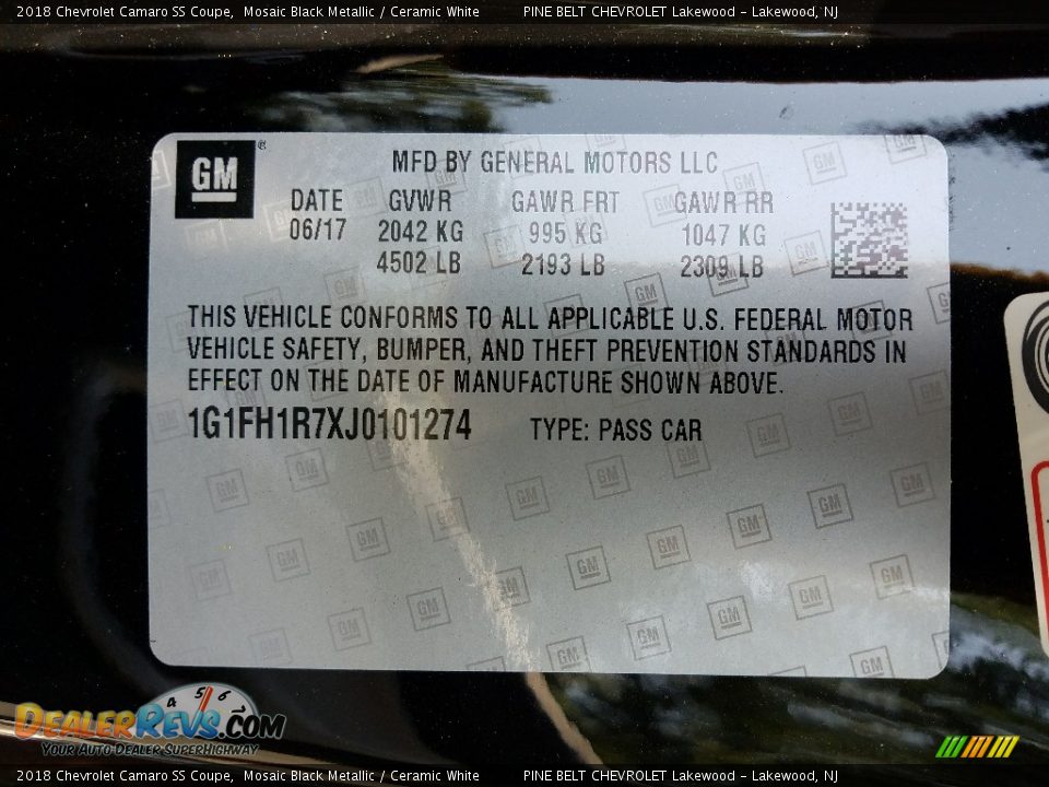2018 Chevrolet Camaro SS Coupe Mosaic Black Metallic / Ceramic White Photo #8