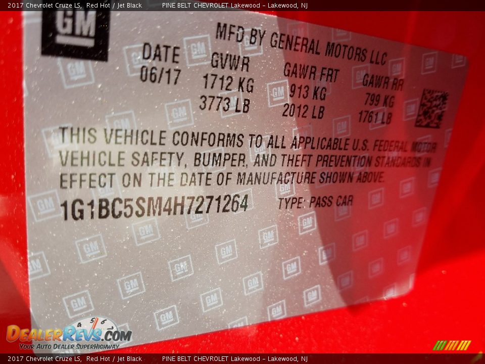 2017 Chevrolet Cruze LS Red Hot / Jet Black Photo #8