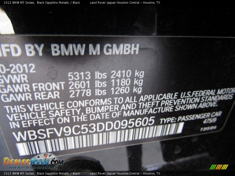 2013 BMW M5 Sedan Black Sapphire Metallic / Black Photo #36