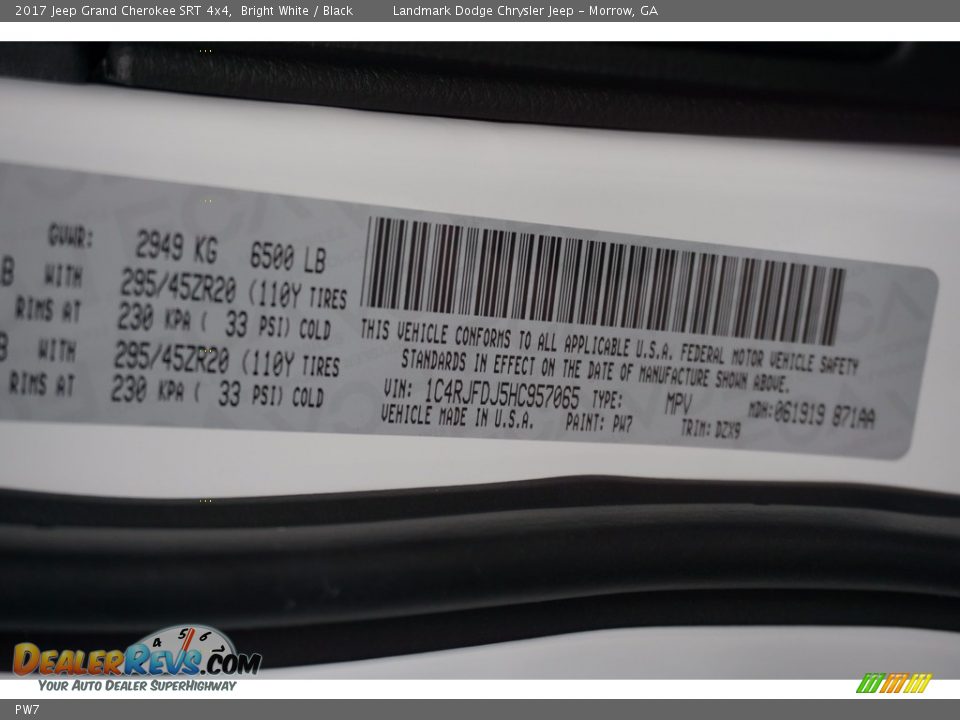 Jeep Color Code PW7 Bright White