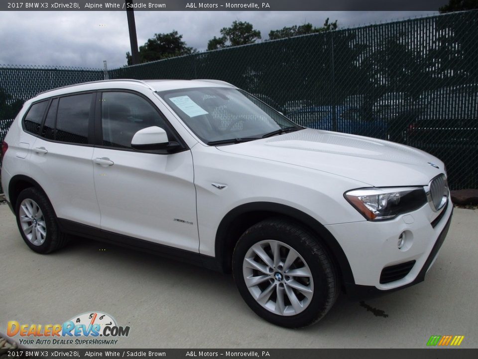 2017 BMW X3 xDrive28i Alpine White / Saddle Brown Photo #1