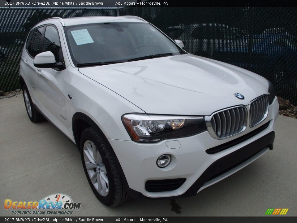 2017 BMW X3 xDrive28i Alpine White / Saddle Brown Photo #6