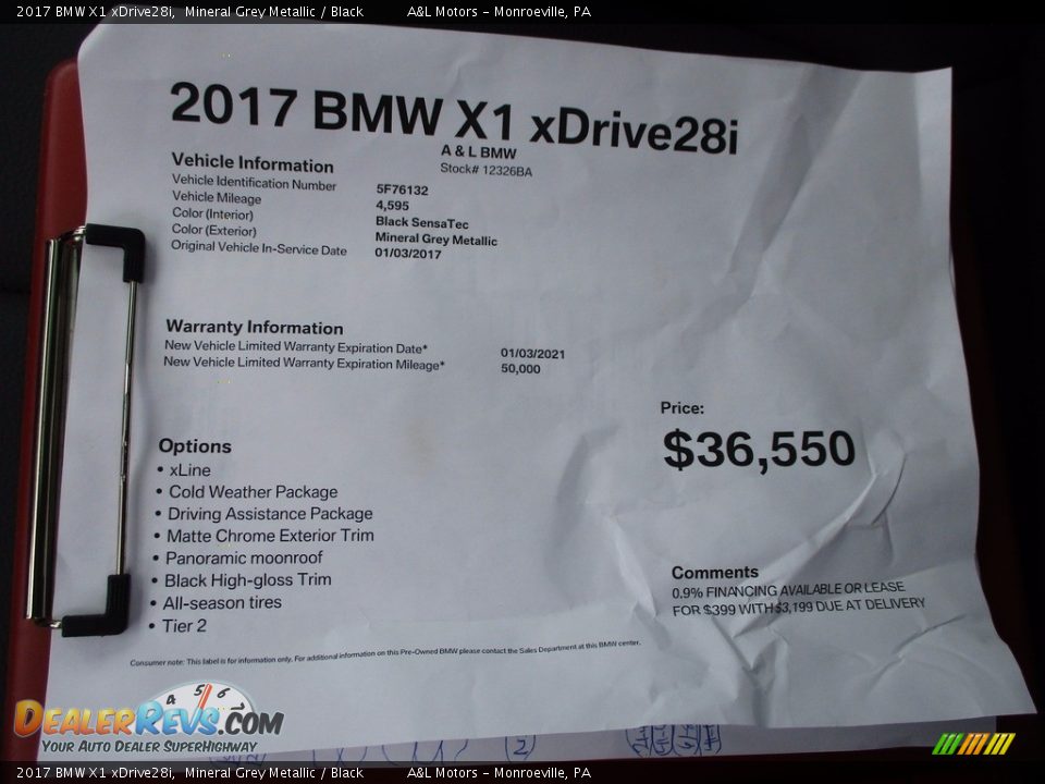 2017 BMW X1 xDrive28i Mineral Grey Metallic / Black Photo #11