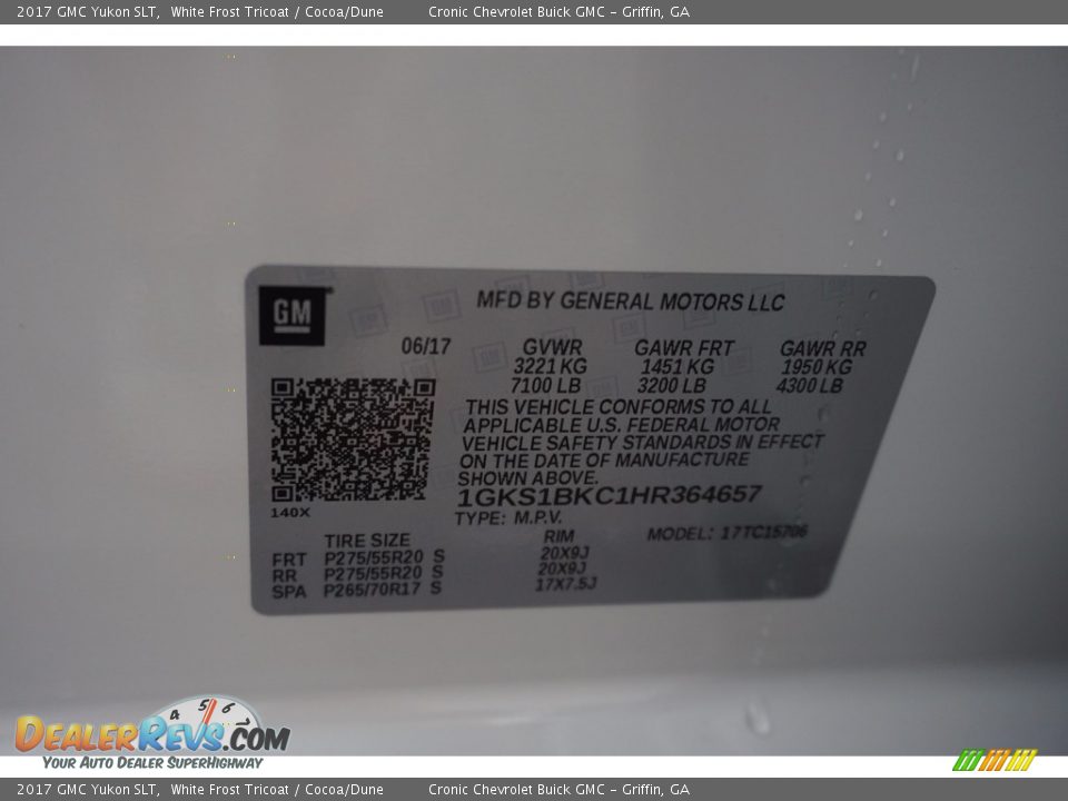 2017 GMC Yukon SLT White Frost Tricoat / Cocoa/Dune Photo #17