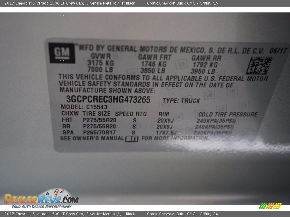2017 Chevrolet Silverado 1500 LT Crew Cab Silver Ice Metallic / Jet Black Photo #16