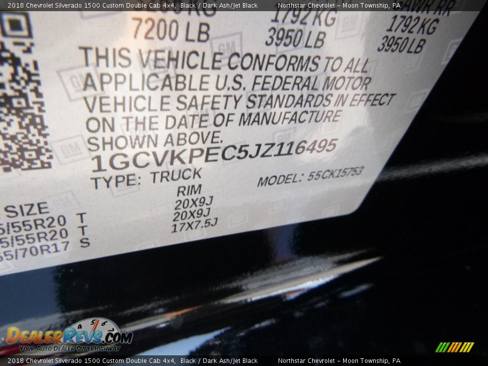 2018 Chevrolet Silverado 1500 Custom Double Cab 4x4 Black / Dark Ash/Jet Black Photo #18
